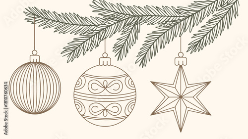 Luxurious gold Christmas ornaments adorned with snowflakes, stars, and pearls, shining against a dark midnight blue background, vector illustration for elegant holiday designs, luxury festive cards