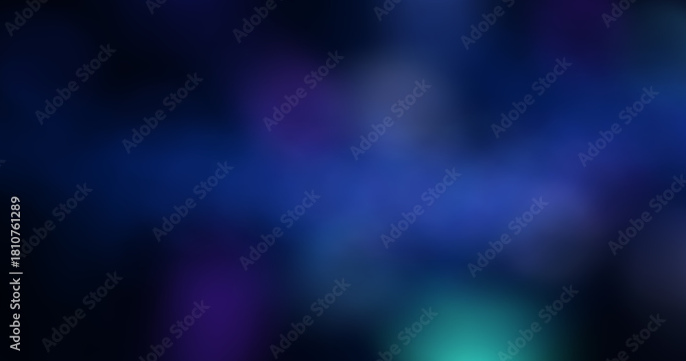 Fototapeta premium Abstract blurry dark background with glowing blue, purple, and teal lights, creating a soft bokeh effect and modern gradient texture for digital designs and overlays