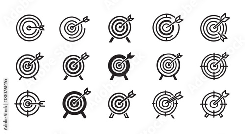 Set of Target with Arrow Icons Achievement and Success Concept