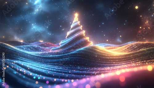 Christmas Tree Particle Wave Gravity Concept Space