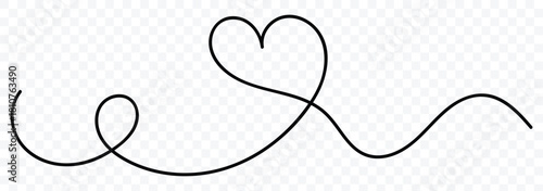Heart hand drawn. Heart continuous line drawing. Heart line drawing ribbon in vector doodle sketch. Wedding, Valentine day vector illustration.