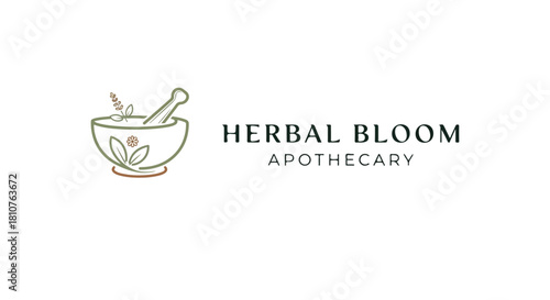 Herbal Brew Pharmacy Logo – Natural Medicine, Apothecary, Organic Remedy Branding