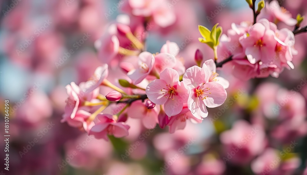 Fototapeta premium Soft-focus spring blossoms, vibrant pastel colors, bokeh effect, bloom, romantic