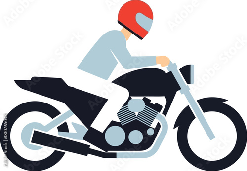 A person riding a motorcycle, showcasing freedom, adventure, and the thrill of the open road with a helmet for safety
