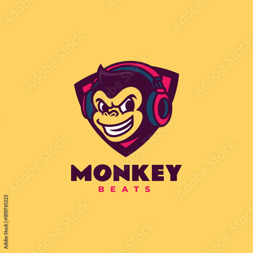 Mascot Monkey Beats Logo Design