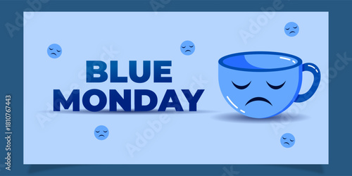Vector illustration of Blue Monday social media template