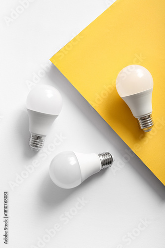 Modern light bulbs on color...