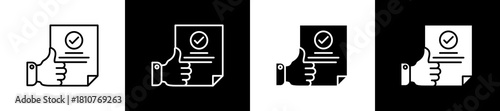 Stock icon set in line and glyph style on black and white background