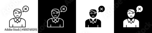 Wrong icon set in line and glyph style on black and white background