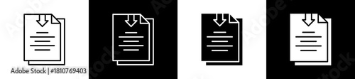 Receive icon set in line and glyph style on black and white background