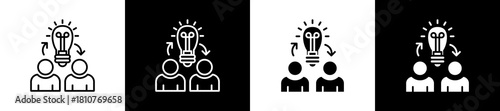Mentor icon set in line and glyph style on black and white background