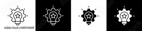 Branding icon set in line and glyph style on black and white background