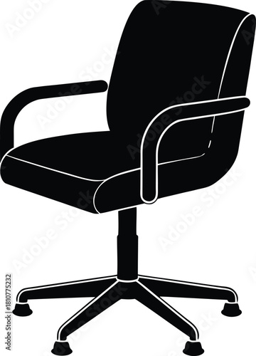 office swivel chair with black leather and metal .eps