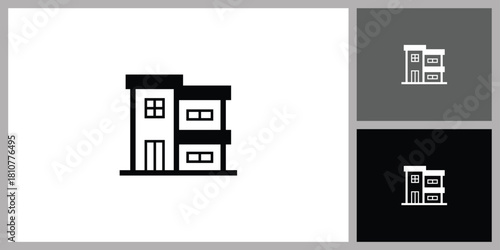 Modern Apartment Building Icon for Real Estate and Property