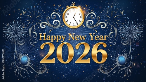 Happy New Year 2026 Greeting Card