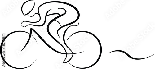 Cyclist line art isolated on white background, a minimalist design for cycling enthusiasts and sports themes, perfect for fitness and active lifestyle
