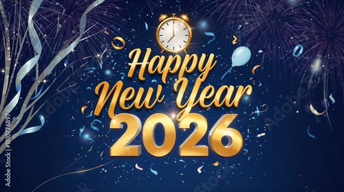 Happy New Year 2026 Greeting Card