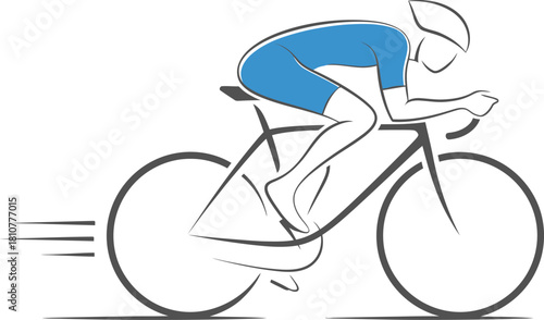 Illustration of a cyclist riding a bicycle, isolated on white background