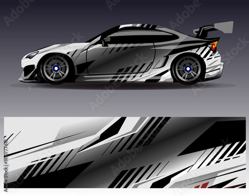 Car wrap design vector. Graphic abstract stripe racing background designs for vehicle, rally, race, adventure and car racing livery	