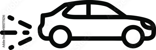 Car emitting exhaust fumes, indicating pollution or high speed, isolated on white background