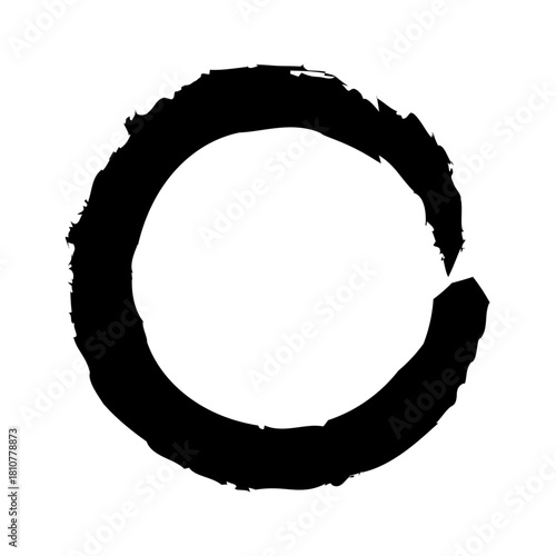 アイコン 筆文字 筆丸. 円 素材 単体 黒