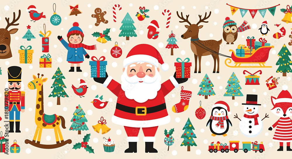 Naklejka premium Festive christmas elements for holiday season celebration and decoration