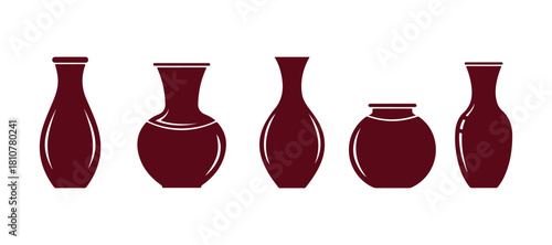 Colorful vector silhouettes of multiple vase designs.