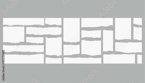 Torn paper pieces isolated on white background for scrapbooking and design use