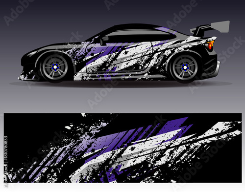 Car wrap design vector. Graphic abstract stripe racing background designs for vehicle, rally, race, adventure and car racing livery	