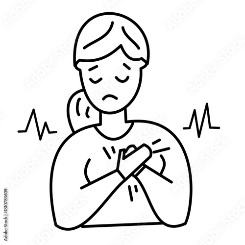 woman having chest pain heart attack keeping hands on chest severe cardiac pain