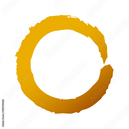 アイコン 筆文字 筆丸. 円 素材 単体 金