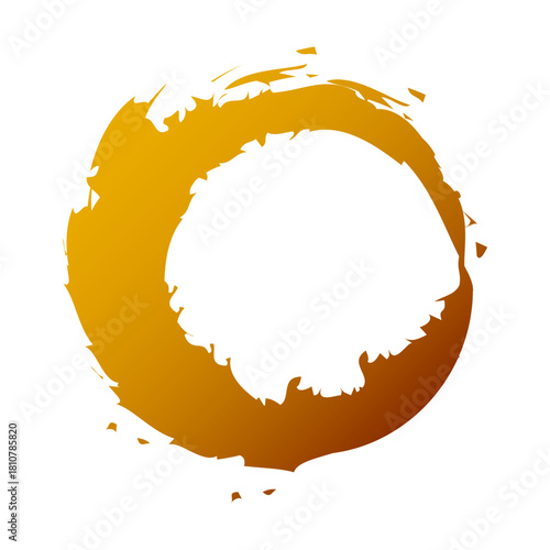 アイコン 筆文字 筆丸. 円 素材 単体 金