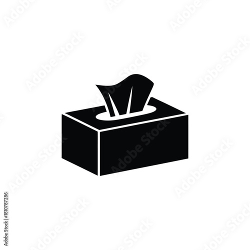 A single black silhouette icon of a tissue box with a tissue emerging from the top slot