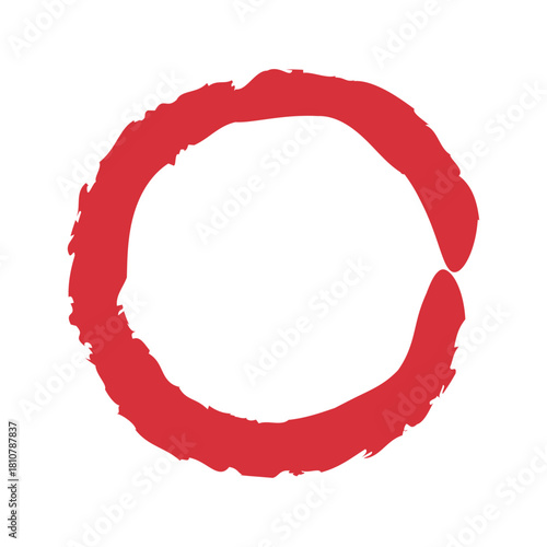 アイコン 筆文字 筆丸. 円 素材 単体 赤