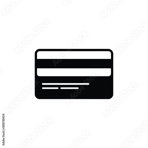 Black and White Credit Card Icon Illustration, Simple Isolated Design