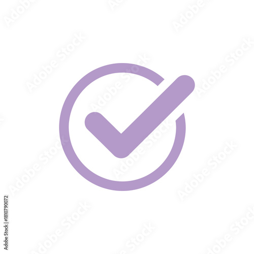 Circle with Check Mark Illustration, Transparent Isolated Pastel Lavender Symbol