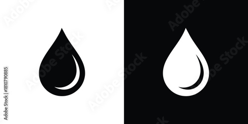 Droplet Icon, Water Drop in Black and White, Minimalist Design, Liquid Symbol