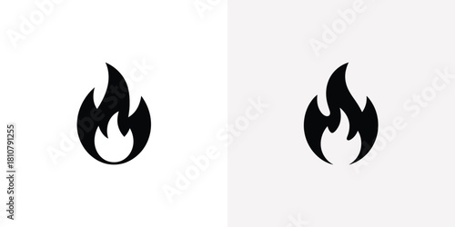 Fire Icon Set, Flames Design, Isolated Shape with Transparent Background