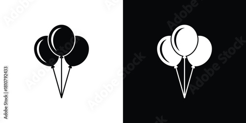 Isolated Balloons Design with Three Floating Helium Balloons, Transparent BG