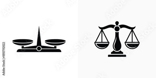Justice Balance Scales Icon Set Isolated on Transparent Background for Legal Professions