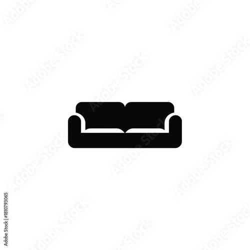 Minimalist Black Sofa Illustration Furniture Icon for Home Decor and Design Concepts