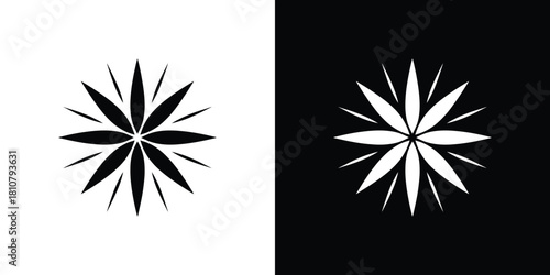 Modern Floral Abstract Flower Design in White and Black Backgrounds