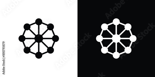 Network of Connected Dots in Black on White and White on Black Backgrounds