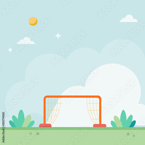 Vászonkép Whimsical soccer goal on a sunny day, perfect for kids' designs or cheerful spor