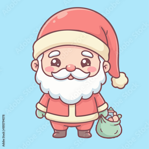 Cute Chibi Santa
Cute chibi-style Santa Claus, oversized head and tiny body, round rosy cheeks, soft pastel colors, cartoon vector linework, adorable holiday aesthetic
