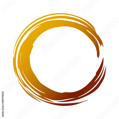 アイコン 筆文字 筆丸. 円 素材 単体 金