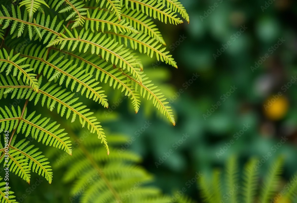 Fototapeta premium Intricate fern fronds, varied textures, blurred background creates depth, detail, design