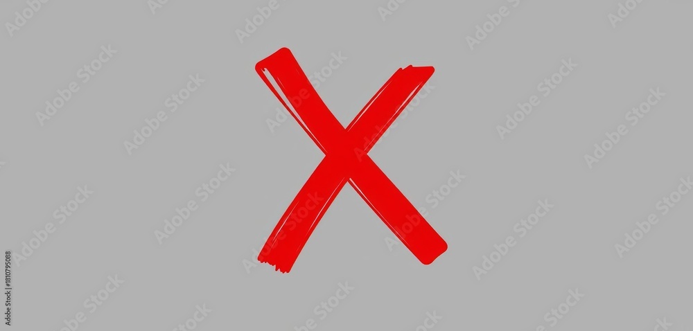 Fototapeta premium Red X over a gray vector illustration, signifying deletion, clean, illustration