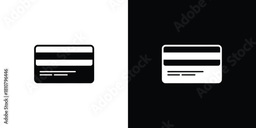 Simple Inverted Credit Card Icons in Black and White for Digital Use