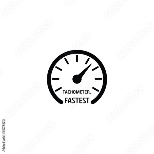 Tachometer Icon Showing Fastest Speed, Speedometer on Transparent Background